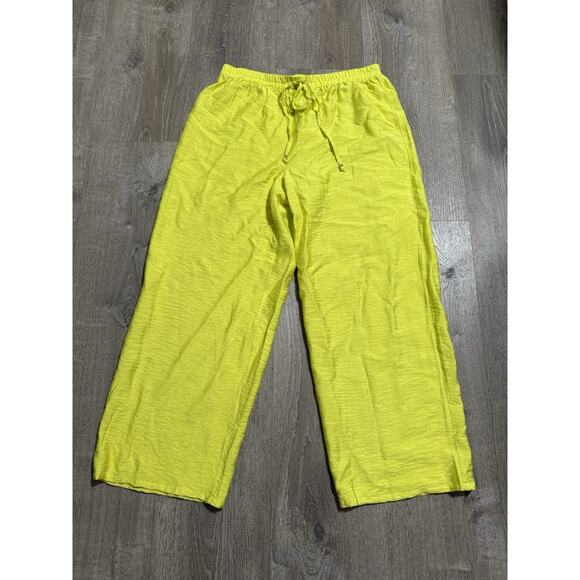 Maria GABRIELLE Neon Yellow Elastic Waist Pant Size L inseam 19” NWOT - Picture 1 of 3